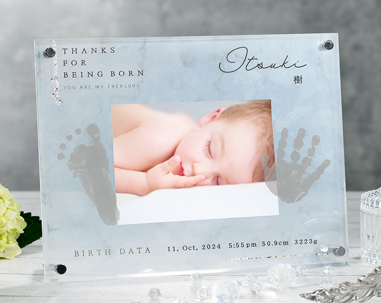 手形足形 クリアメモリアルフレーム 大理石風シンプル【お仕立券】