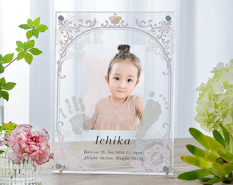 手形足形 クリアメモリアルフレーム クラウン縦型【お仕立券】