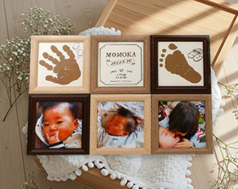 手形足形入り6面フォトフレーム 【お仕立券】
