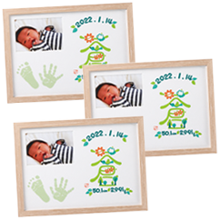 手形足形 カリグラフィ命名書付き フォトフレーム（手形足形あり）【お仕立券】 3セット