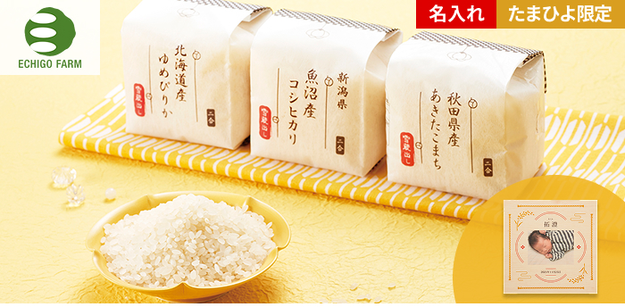 越後ファーム 写真&名入れ木箱入り食べ比べ米〈季節柄〉 各種