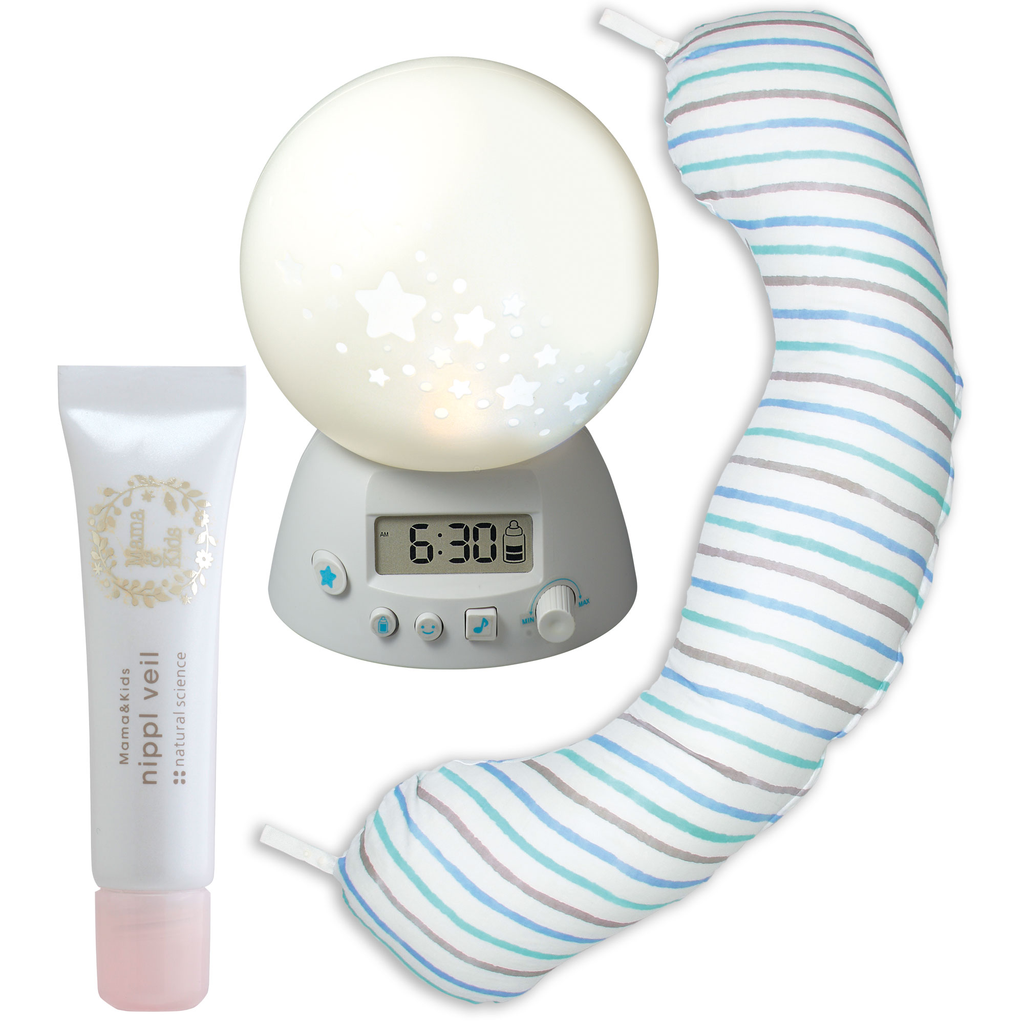 【送料無料】妊娠-授乳用お助け抱き枕＆授乳人気アイテムセット 水彩ボーダー（透湿防水） たまひよSHOP