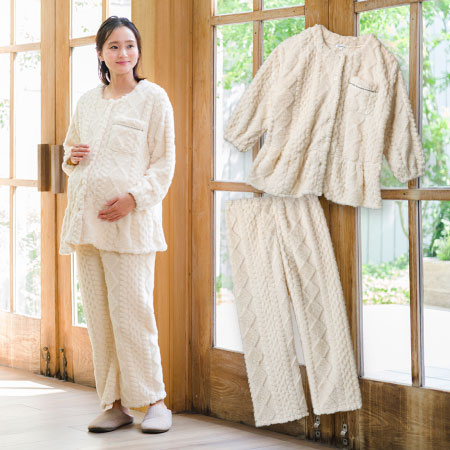 Rosemadame ふわふわ素材のあったかフリースパジャマ_アイボリー