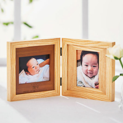 【旬ギフト】名入れ木製ダブルフォトフレームとアンリ・シャルパンティエ タルトセットB_補足画像01