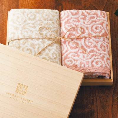 【プレミアム優待】今治謹製 木箱入り紋織タオルセットL_補足画像01