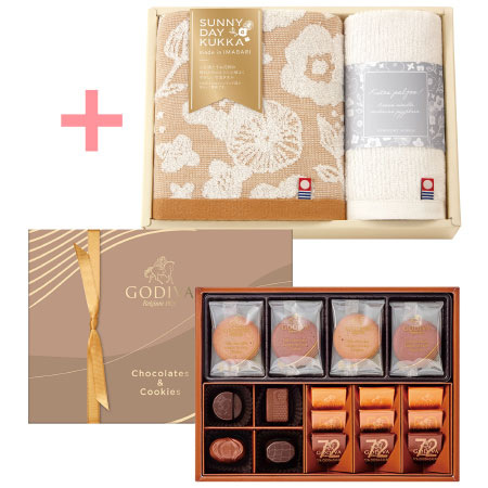 【旬ギフト】ゴディバ チョコレート＆クッキーアソートメントAと今治フラワータオルF