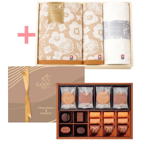 【旬ギフト】ゴディバ チョコレート＆クッキーアソートメントAと今治フラワータオルH