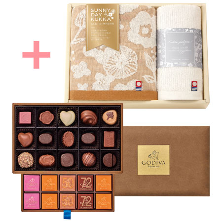 【旬ギフト】ゴディバ グランプラス30粒入と今治フラワータオルF