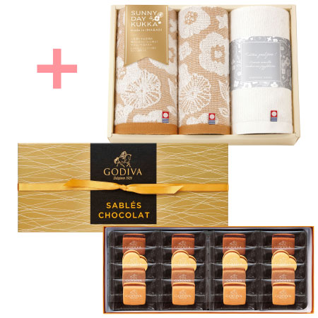 【旬ギフト】ゴディバ サブレショコラ16個入と今治フラワータオルG
