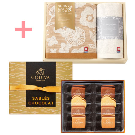 【旬ギフト】ゴディバ サブレショコラ8個入と今治フラワータオルF