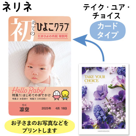 【旬ギフト】「ひよこクラブ」なりきり表紙 写真＆名入れカタログギフト カードタイプ HAI