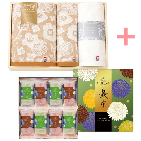 【旬ギフト】ゴディバ 最中 オ ショコラ8個入と今治フラワータオルH_