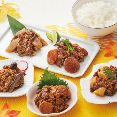 【旬ギフト】柿安 牛肉しぐれ煮詰合せBと銘柄米食べ比べセット5袋_補足画像01