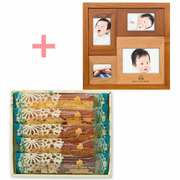 【旬ギフト】名入れ木製壁掛けフォトフレーム（小）とキル フェ ボン バトンアソート5本入