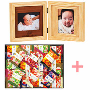 【旬ギフト】名入れ木製ダブルフォトフレームと金澤兼六製菓 金澤小町A