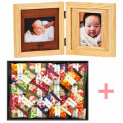 【旬ギフト】名入れ木製ダブルフォトフレームと金澤兼六製菓 金澤小町B