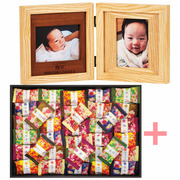 【旬ギフト】名入れ木製ダブルフォトフレームと金澤兼六製菓 金澤小町C