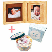 【旬ギフト】名入れ木製ダブルフォトフレームとキル フェ ボン ブール ドゥ フリュイ アソート28個入