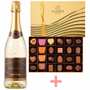 【旬ギフト】ゴディバ ハート オブ ゴールドコレクション24粒入と金箔入スパークリングワイン