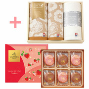 【旬ギフト】ゴディバ あまおう苺ラングドシャクッキーアソートメント18枚入と今治フラワータオルG