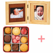 【旬ギフト】名入れ木製ダブルフォトフレームとパティスリー・サダハル・アオキ・パリ コフレ アソーティモン ビスキュイD