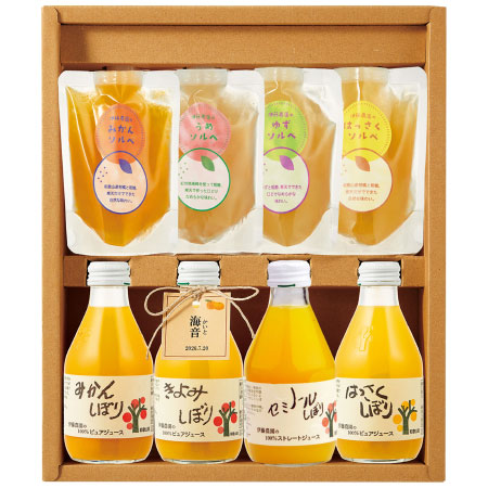 【旬ギフト】伊藤農園 名入れ100％ピュアジュース＆パックソルベセット_