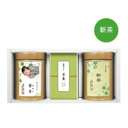 【旬ギフト】伊藤茶園 写真＆名入れ初摘新茶2缶と羊羹セット〈若葉〉