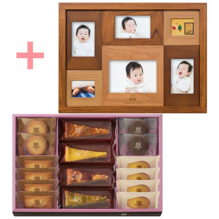 【旬ギフト】名入れ木製壁掛けフォトフレーム（大）とアンリ・シャルパンティエ タルトセットD_