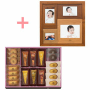 【旬ギフト】名入れ木製壁掛けフォトフレーム（小）とアンリ・シャルパンティエ タルトセットE