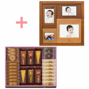 【旬ギフト】名入れ木製壁掛けフォトフレーム（小）とアンリ・シャルパンティエ タルトセットF