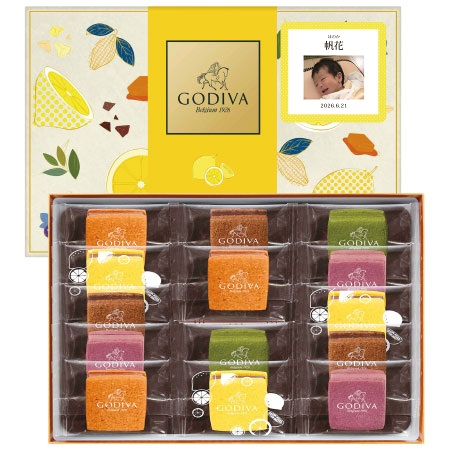 【旬ギフト】ゴディバ 写真＆名入れサブレショコラ〈瀬戸内レモン〉14個入_