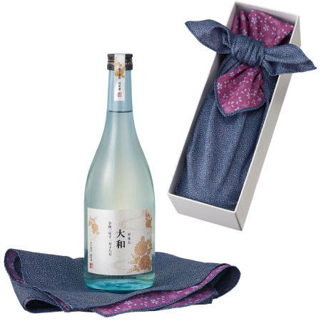 【送料無料】宮下酒造 名入れ純米酒 風呂敷包み 青 たまひよSHOP・たまひよの内祝い