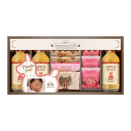 ロディ 写真＆名入れアップルジュース＆クッキー詰合せA_