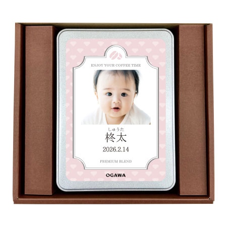 京都小川珈琲 写真＆名入れプレミアムブレンドコーヒー ピンク_