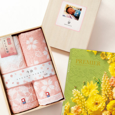 写真＆名入れ木箱入り今治さくら本舗タオル2枚組とプルミエ エクラタン_補足画像01