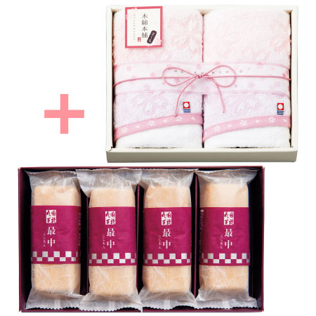 期間限定 花園万頭 花園最中4個と今治タオル木綿本舗さくらaセットの商品詳細 ベネッセ公式通販 たまひよの内祝