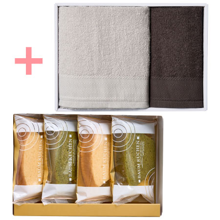 【旬ギフト】なだ万監修 絆のかさなりバウムとオーガニックエディションタオルAセット_