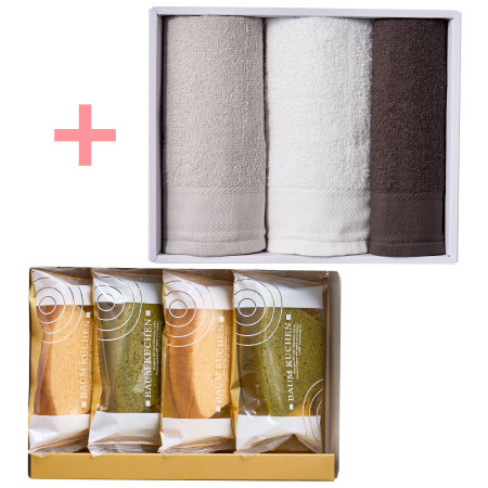 【旬ギフト】なだ万監修 絆のかさなりバウムとオーガニックエディションタオルCセット_