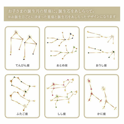 星座・誕生石付き　手形足形クリアフレーム　クリスタル  2個セット【お仕立券】_補足画像08