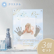 星座・誕生石付き　手形足形クリアフレーム　クリスタル  3個セット【お仕立券】