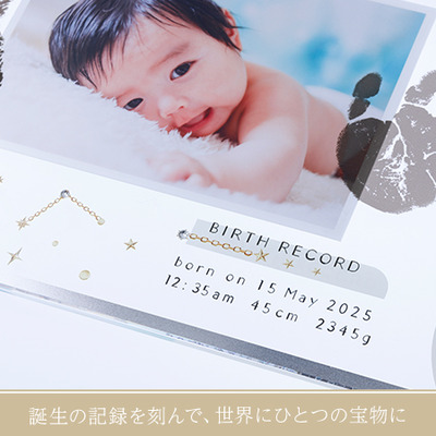 星座・誕生石付き　手形足形クリアフレーム　ミントグリーン【お仕立券】_補足画像05